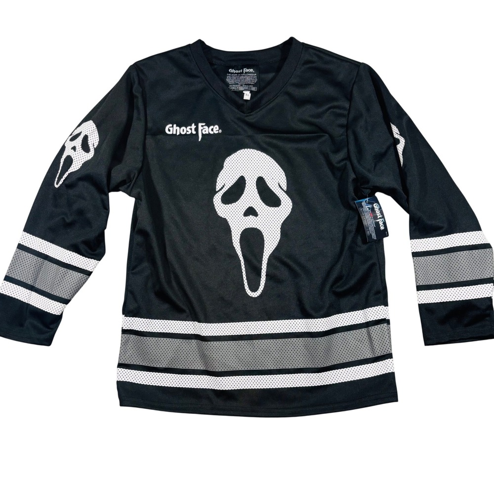 Hockey Jersey Kids XL Black Ghost Face Graphic Long Sleeve 96